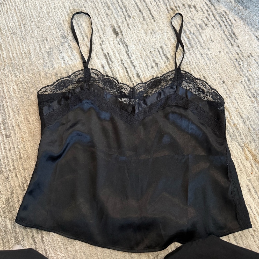 Topshop Black Satin Lace Chemise